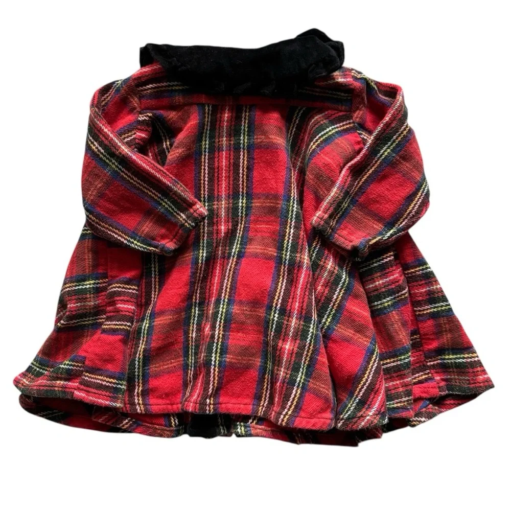 90s Vintage The Children’s Place Plaid Velour Christmas Coat Size 18m